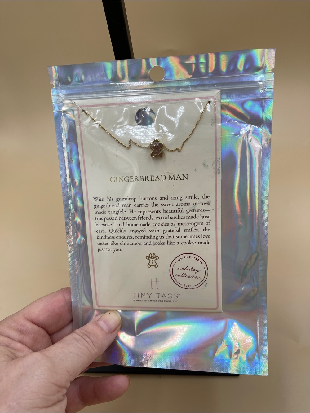 Tiny Tags Gingerbread Man Necklace Holiday Edition Women’s Empowerment Message